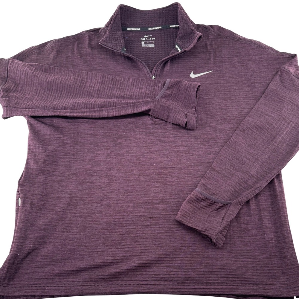 Nike 1/2 Zip Running Top Mens Large Purple Dri-FIT Heathered Performance Outdoor - Picture 2 of 8